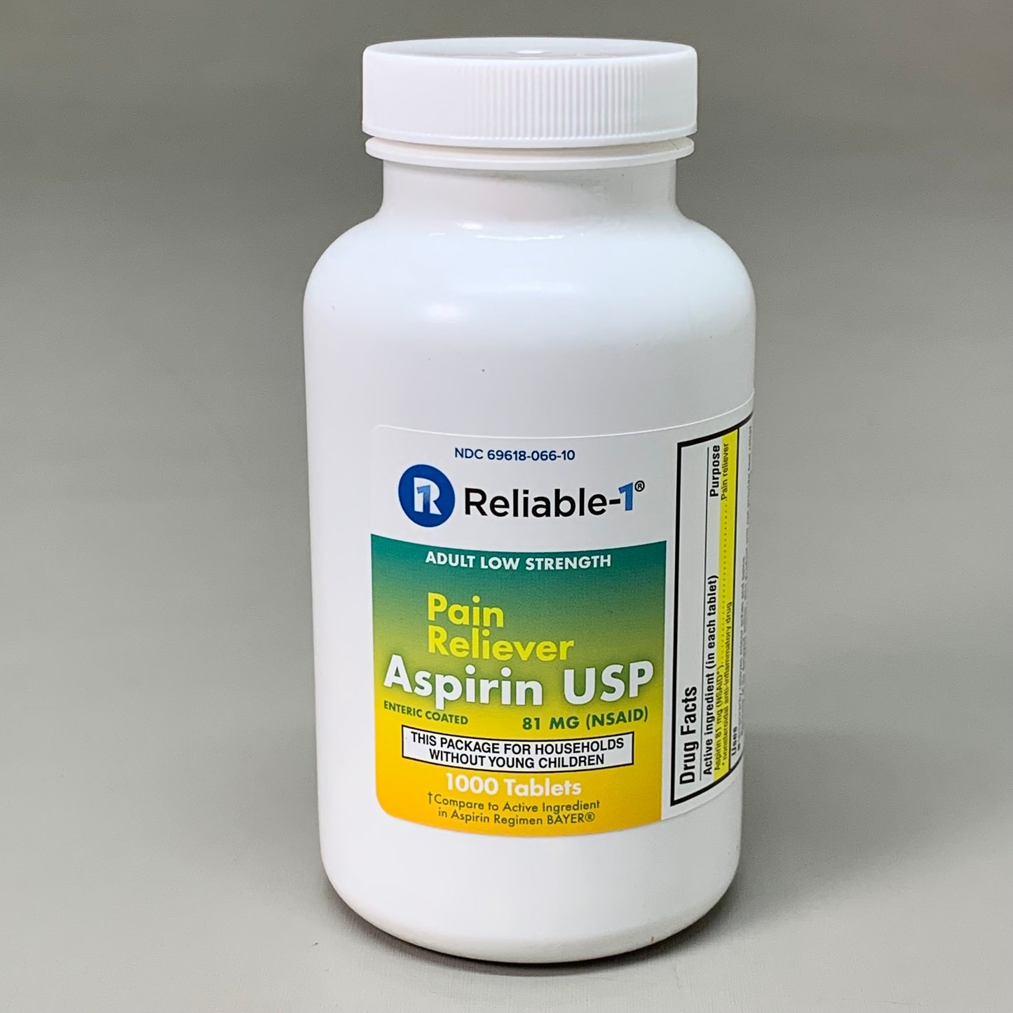 RELIABLE 1 (3 PACK!) Asprin 81 mg EC Tablets 223049 BB-06/2025