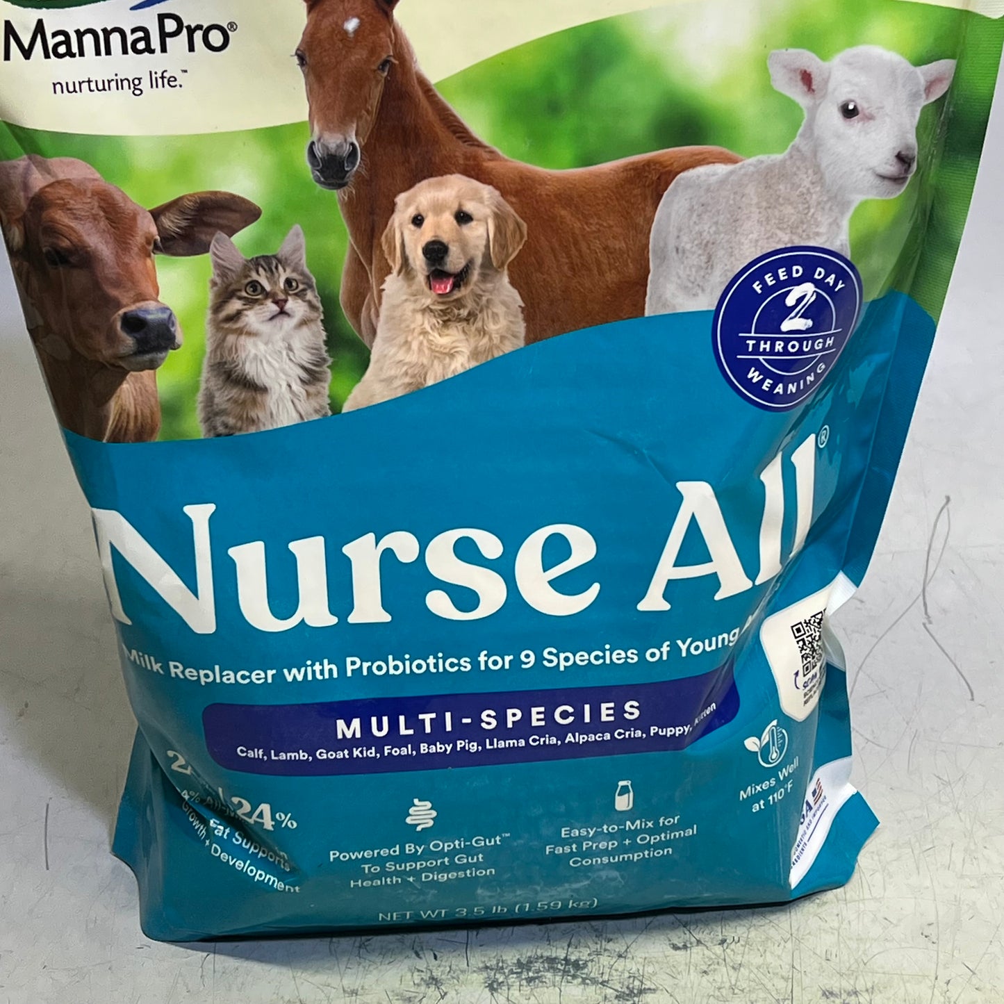 NURSE ALL All-Milk Replacer W/ Probiotics Multi-Species 3.5lbs White BB 03/26
