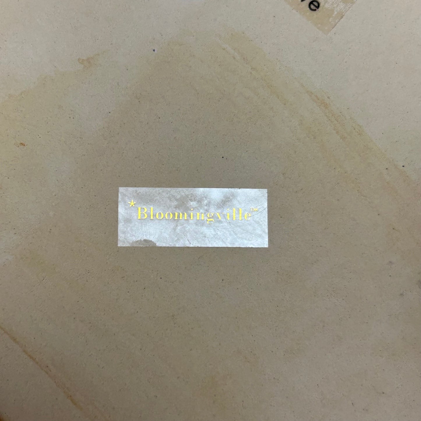 BLOOMINGVILLE Stoneware Pedestal W/ Acacia Base  14" Length White AH3538