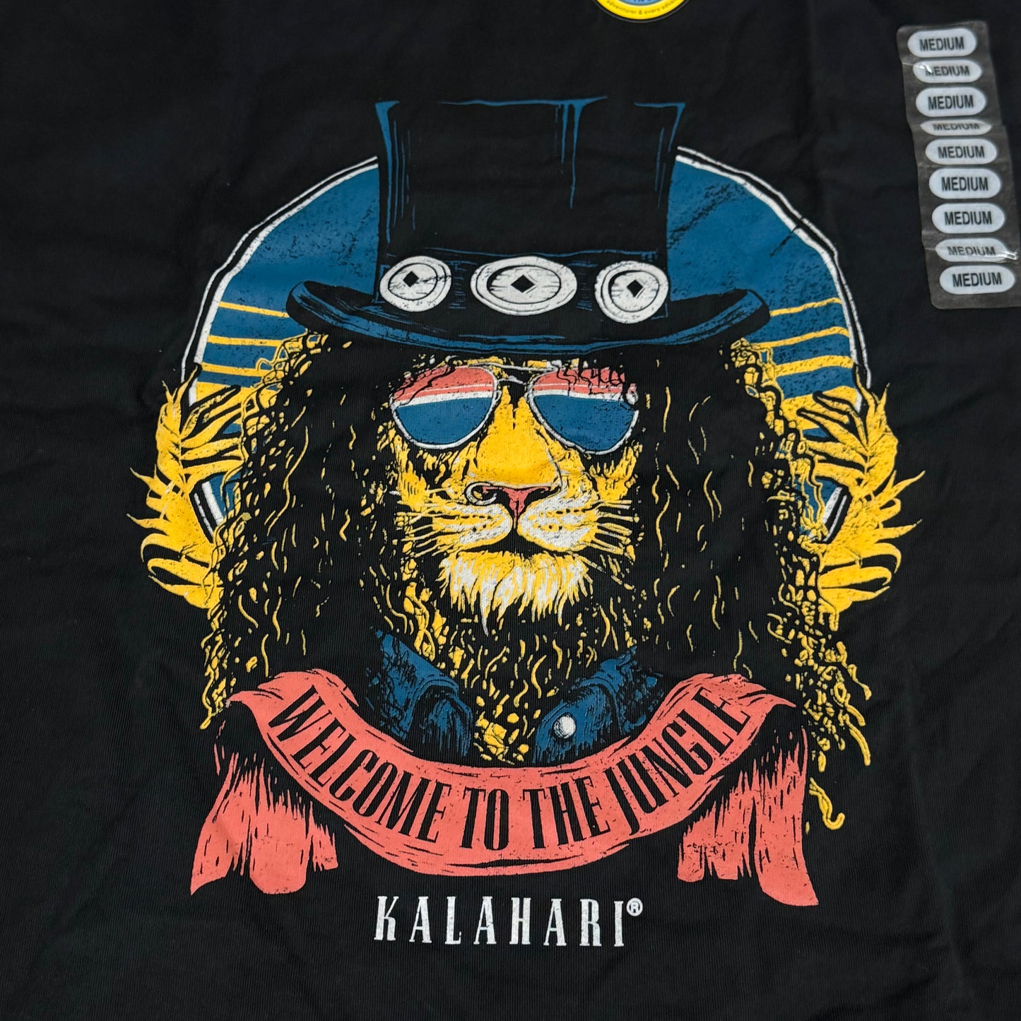 THE DUCK COMPANY Welcome To The Jungle Kalahari T-Shirt Adult Medium Black,Blue,Yellow