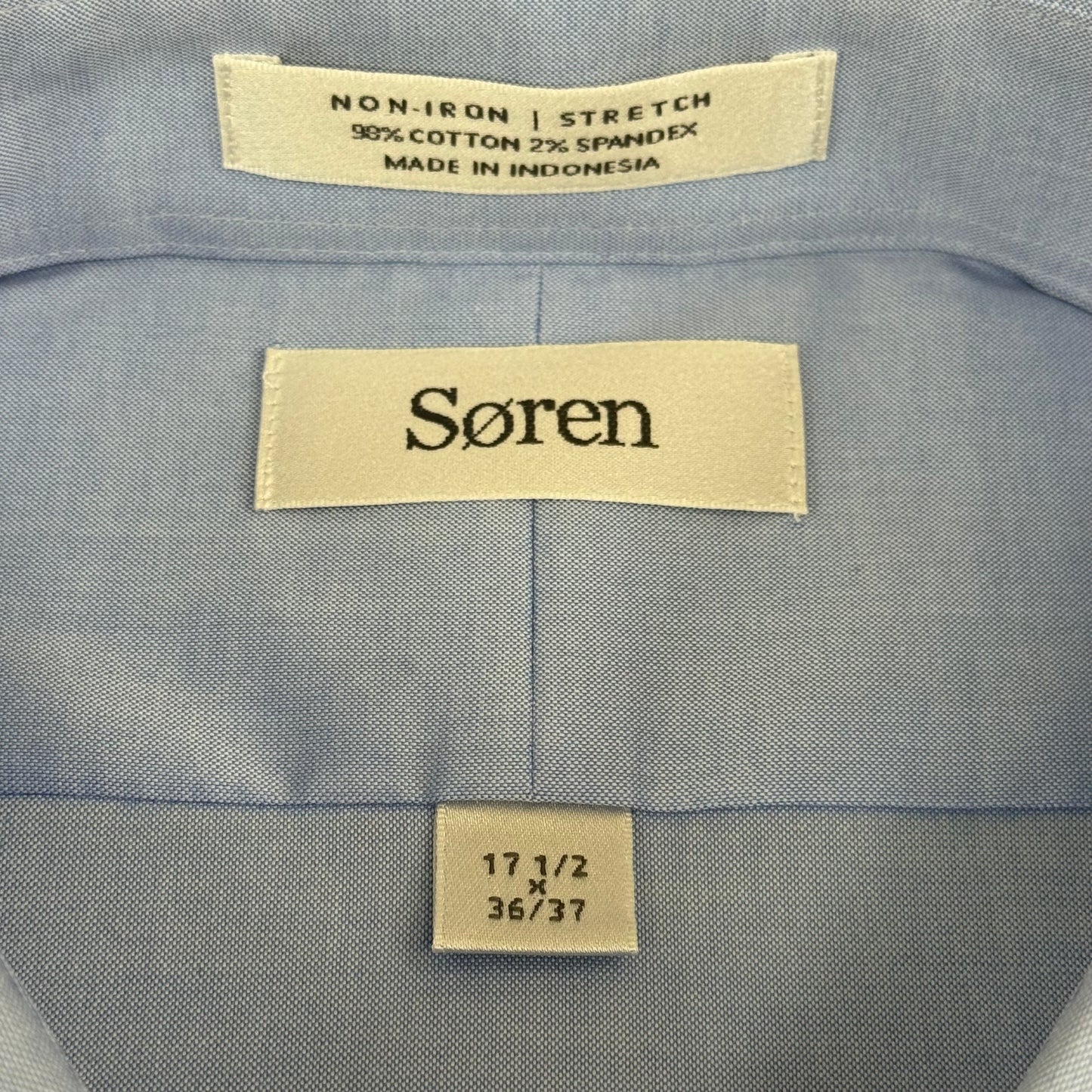 SOREN Tailored Fit Button Up Long Sleeve Shirt Men's 36-37 / 17-1/2" Light Blue X0002LTBLUE