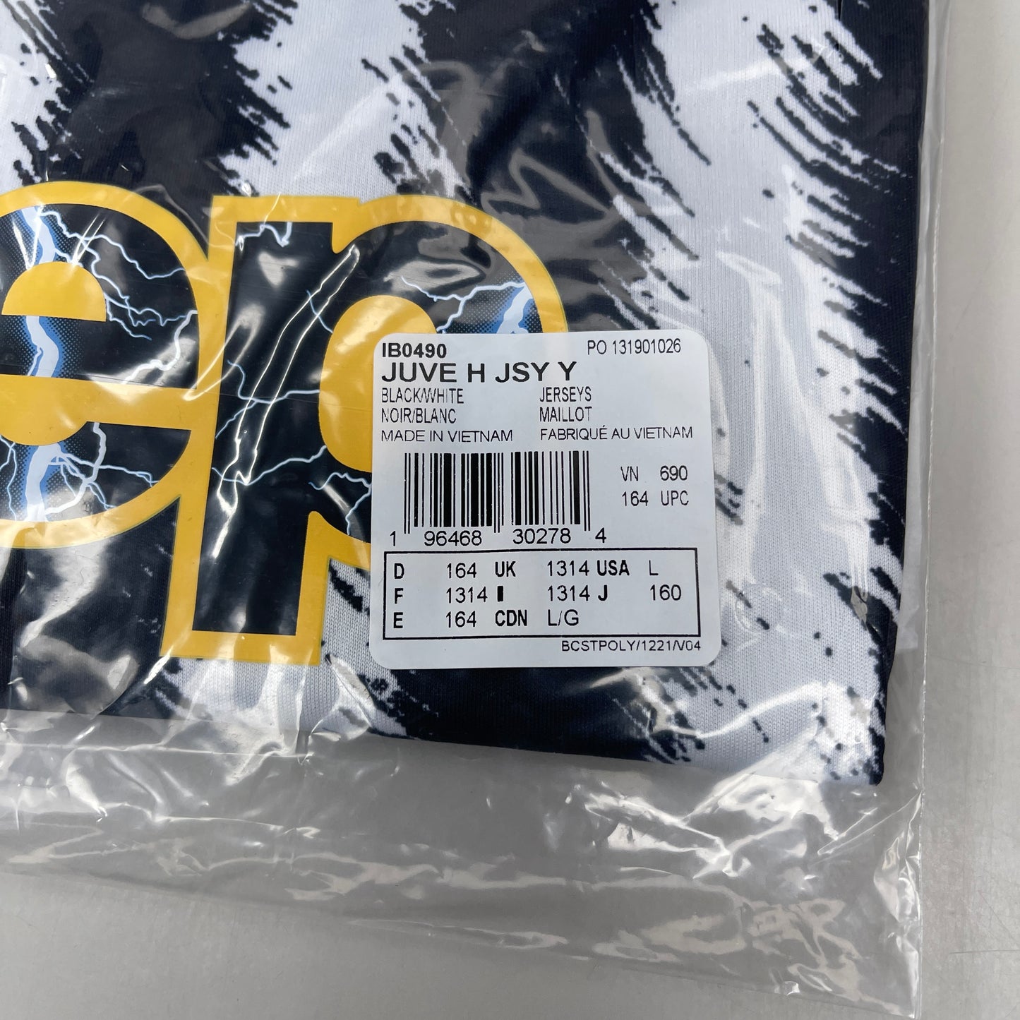 Z@ ADIDAS 2023/2024 Juventus Home Soccer Jersey Sz Youth L (13-14Y/164) Black/White/Yellow (New)