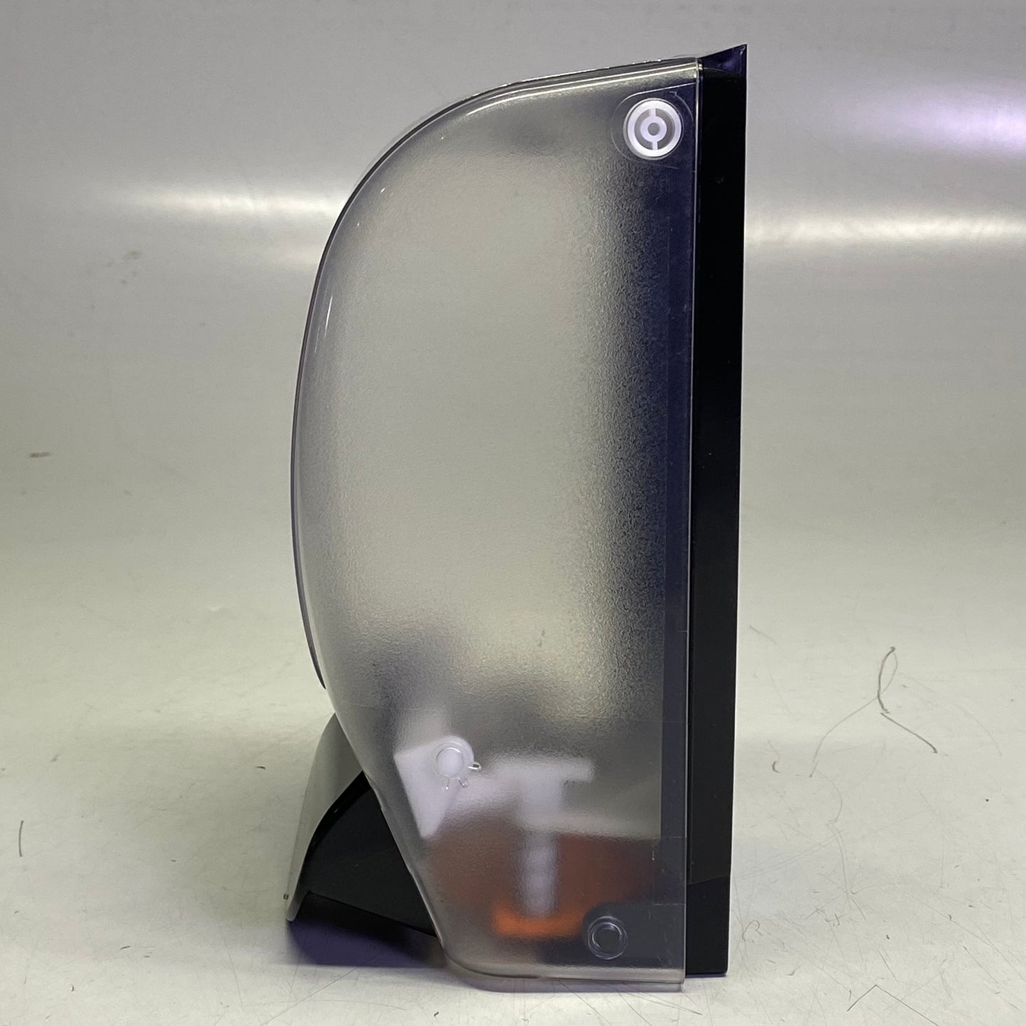 SCJ PROFESSIONAL 1 Liter Transparent Black And Chrome Soap Manual Dispenser 9"H x 5"L x 4.5"W TPB1LDSO