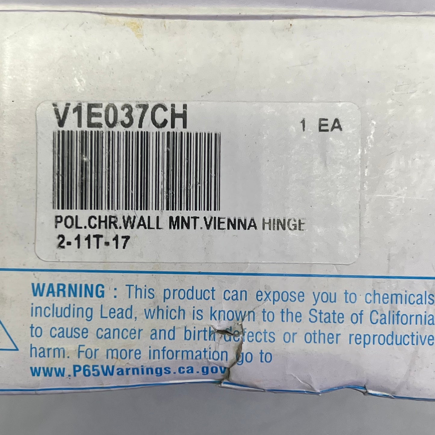 CRL Brass Vienna 037 Series Wall Mount 'H' 3/8, 1/2 Polished Chrome V1EH037CH
