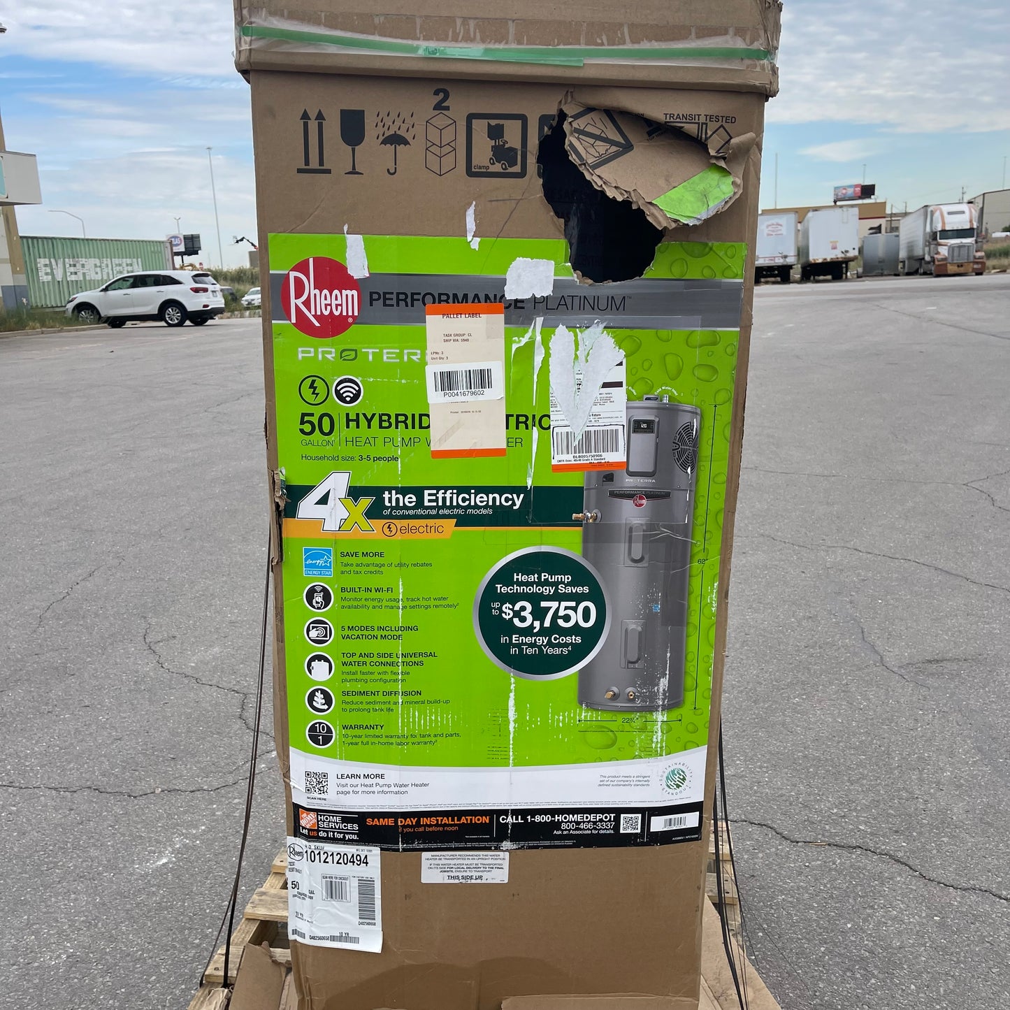 Z@ RHEEM Hybrid Electric Water Heater 50 gal Grey XE50T10H45U1 (New, Small Dent)