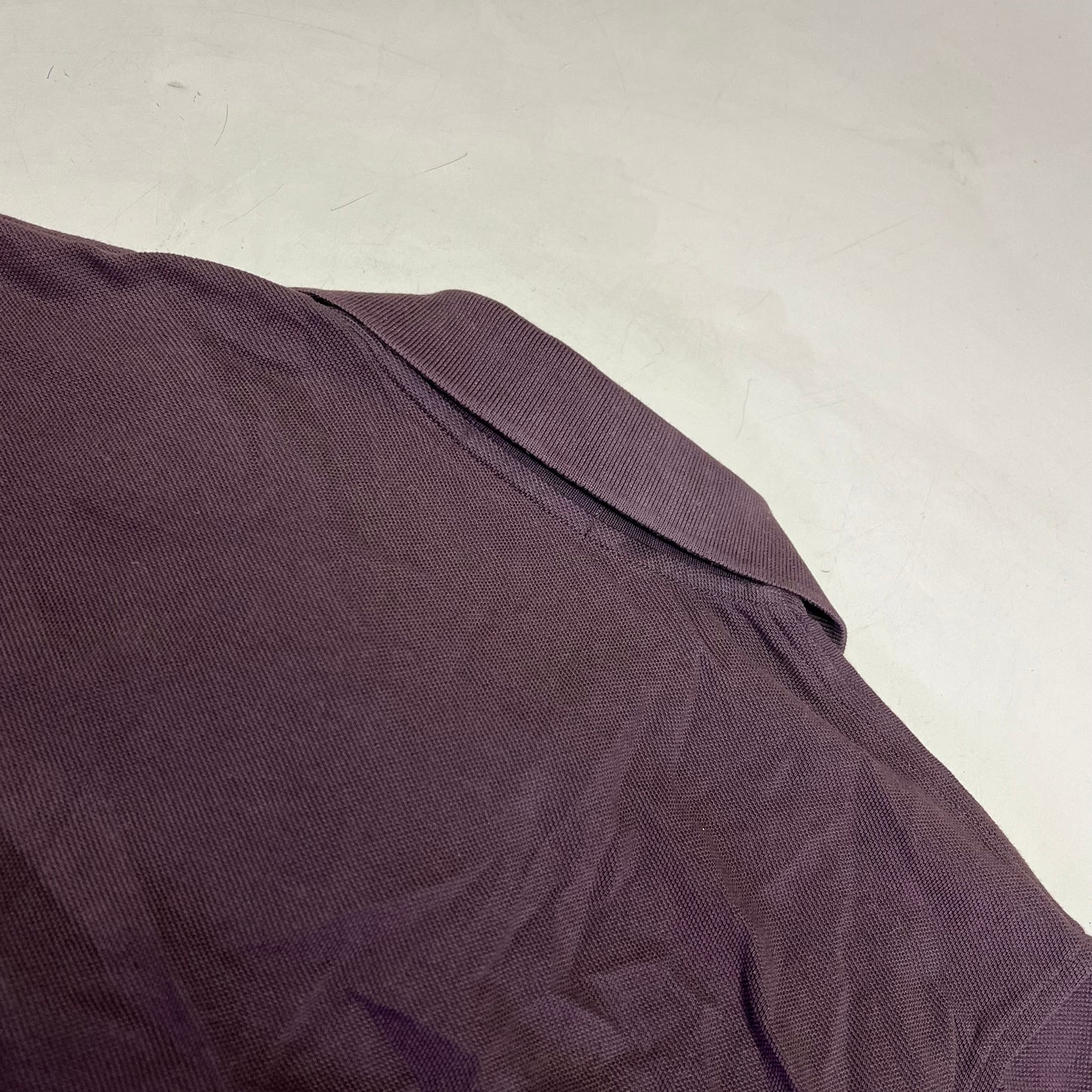 BURBERRY Rib Knit Cotton Polo Shirt w/ Signature Plaid Mens Sz S Brown (Used)