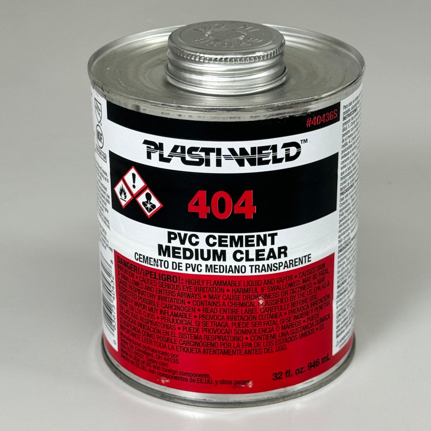 PLASTI-WELD (2 PACK) 404 PVC Cement Medium Clear 32 fl oz Fittings to 6" 40436S