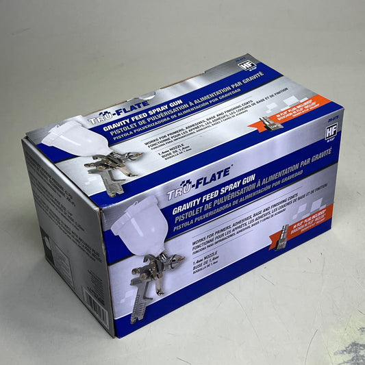 TRU-FLATE Full-Size HVLP Spray Gun-HF  600cc Hopper Sz Clear/Chrome TRFL25575