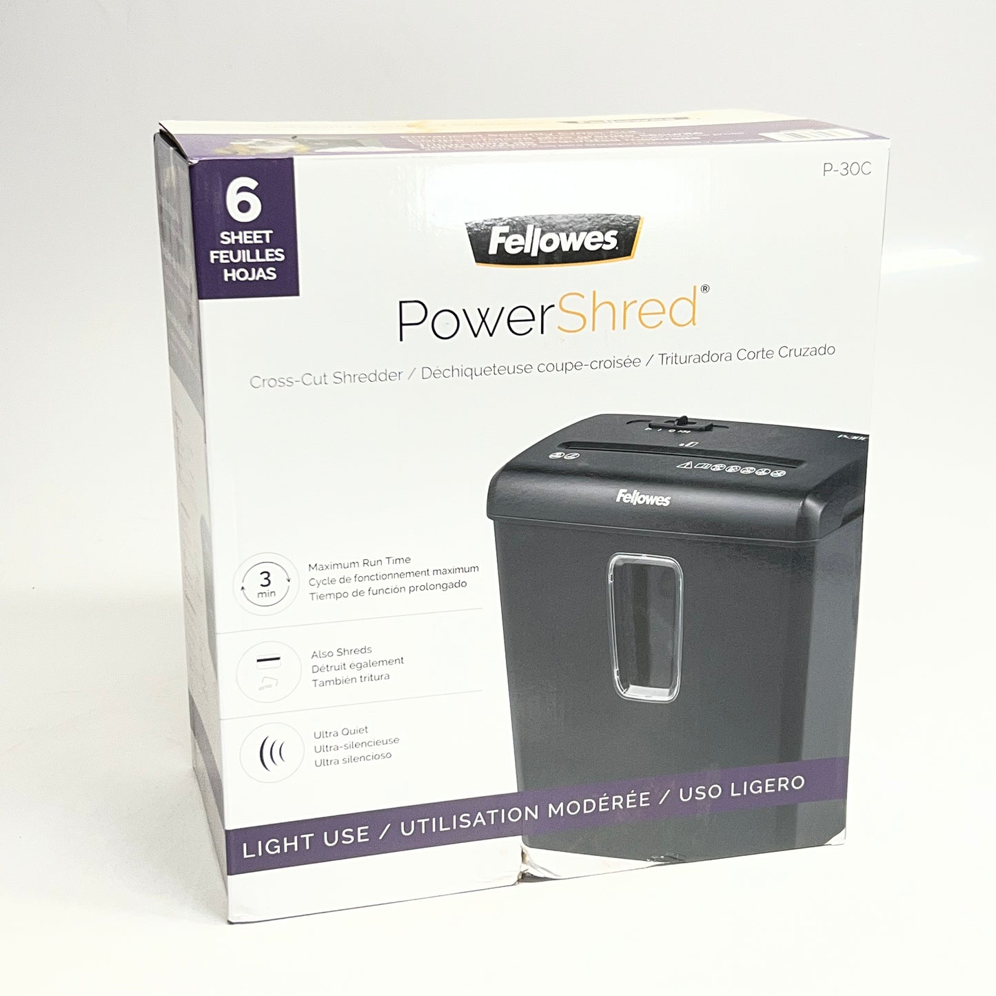 FELLOWES PowerShred 6 Sheet Cross-Cut Shredder P-30C