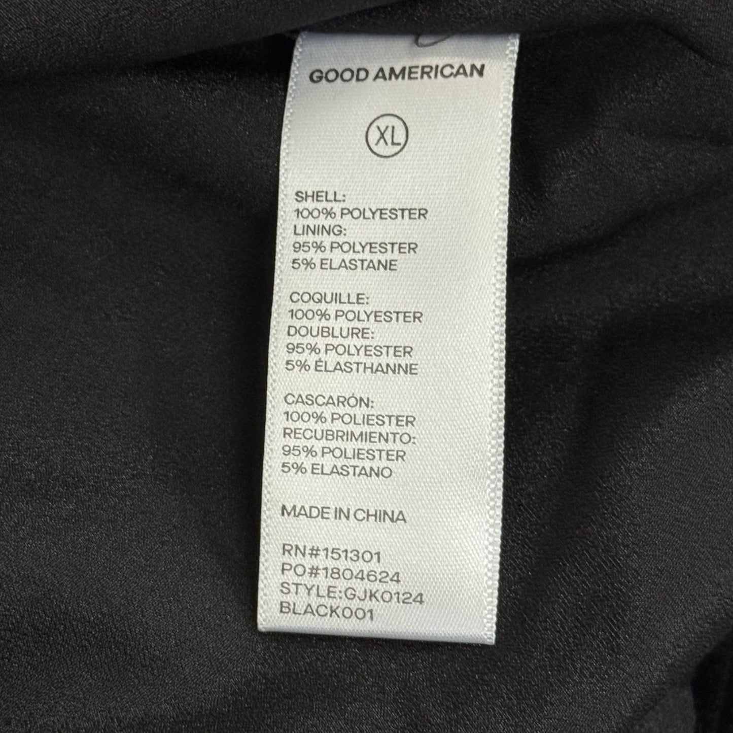 GOOD AMERICAN Velvet Sculpted Blazer Women's Sz XL Black001 GJK0124