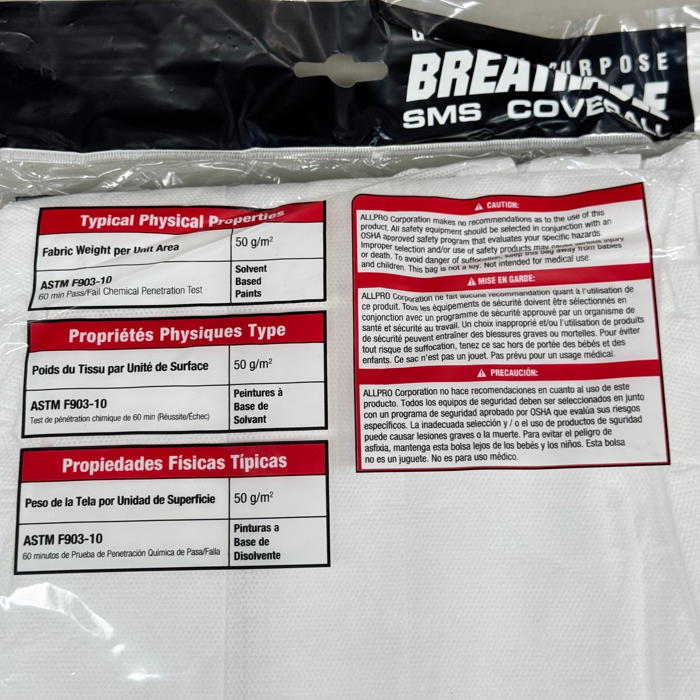 GENERAL PURPOSE (12 Pk) Breathable Sms Coverall Crew SZ XL White 6964A W/ 3-layer Polypropylene
