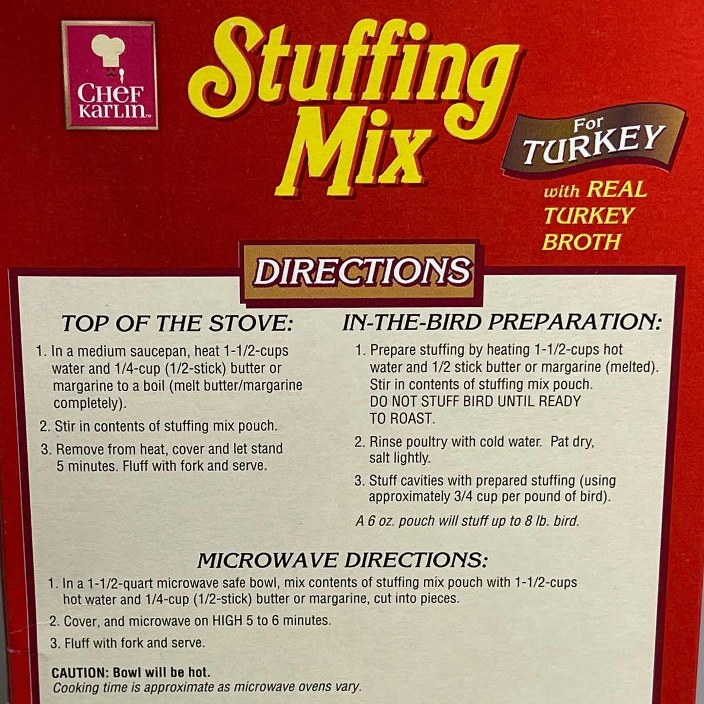 ZA@ KARLIN Stuffing Mix Turkey (12 pack) each box is 6 oz. (Best By 11/11/2024) B