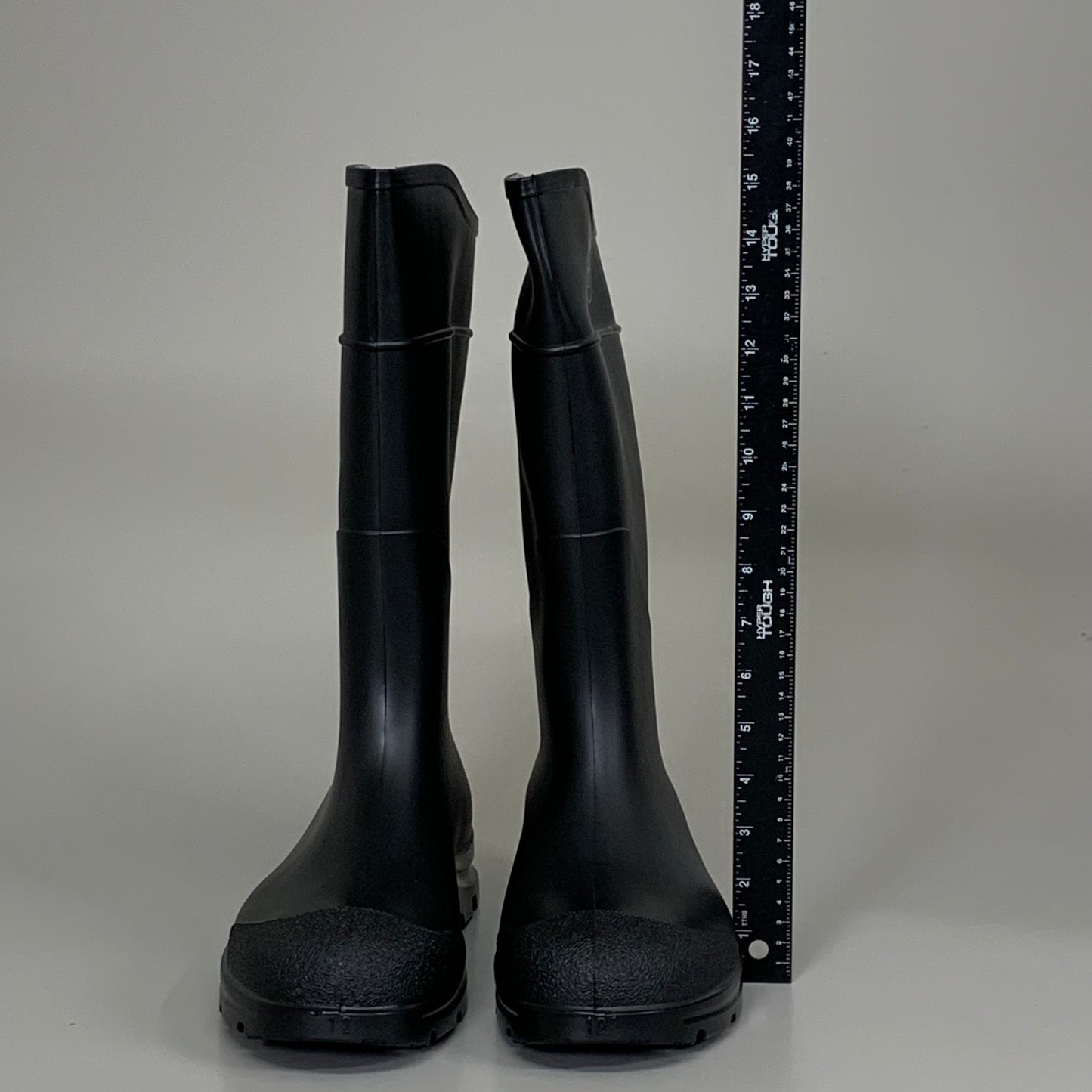 SERVUS Pull on Knee Shaft Plain Toe PVC Work Boots 16" Height Sz 12 Black 18822