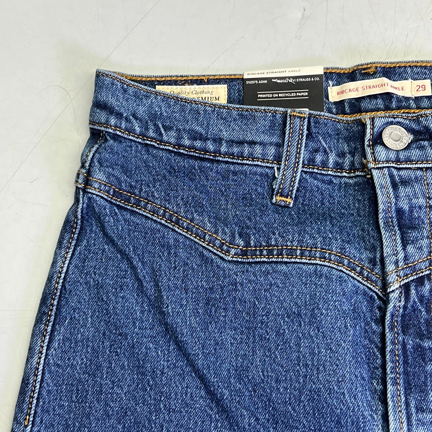 LEVIS Ribcage Western Yoke Jeans Women's Sz 29 x 27 Dark Wash 0049U0001