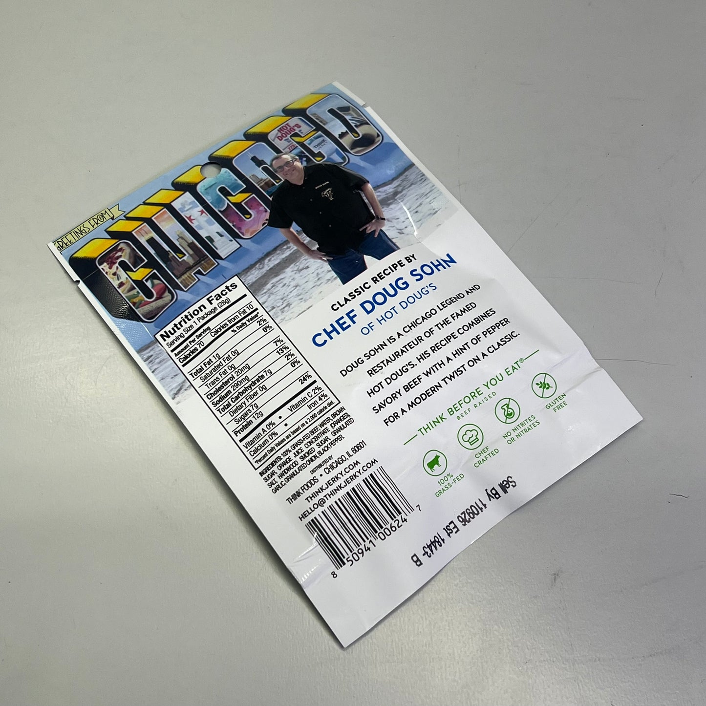 THINK (10 PACK) Gluten Free Grass Fed Classic Flavor Beef Jerky 1 Oz BB 11/26