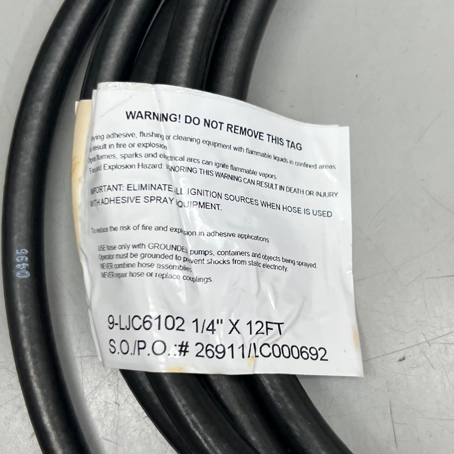 SPRAYING SYSTEMS CO. 1/4" X 12ft Spray Hose Black LJC6102