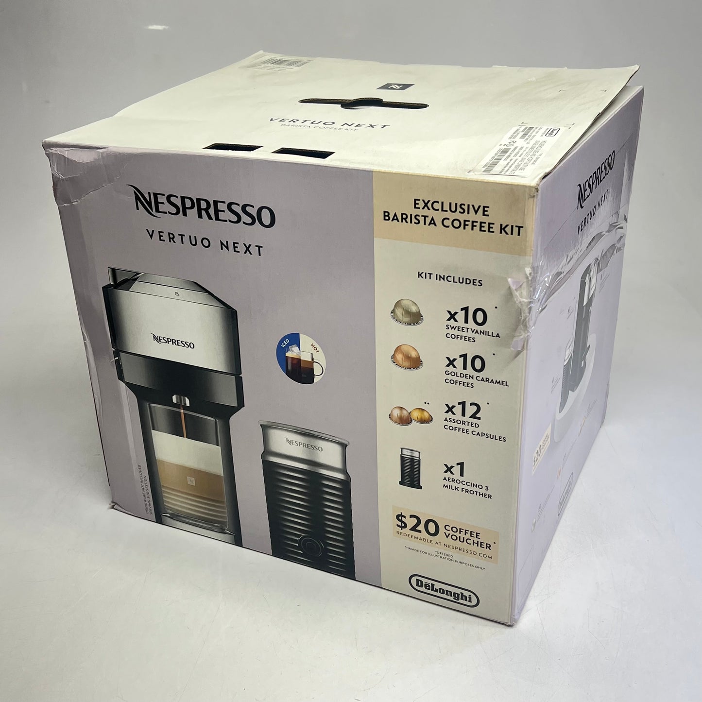 DELONGHI Nespresso Vertuo Next W/ Aeroccino 120V Black/Chrome ENV120CAE