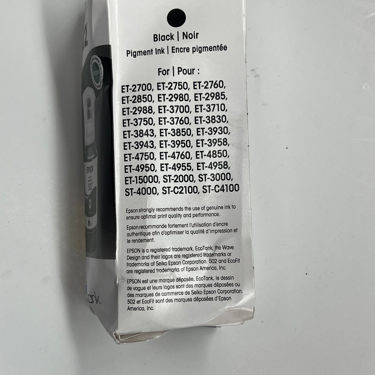 EPSON Standard Yield Ink Bottle/Cartridge For Eco Tank 127 ML 502 Black T502120