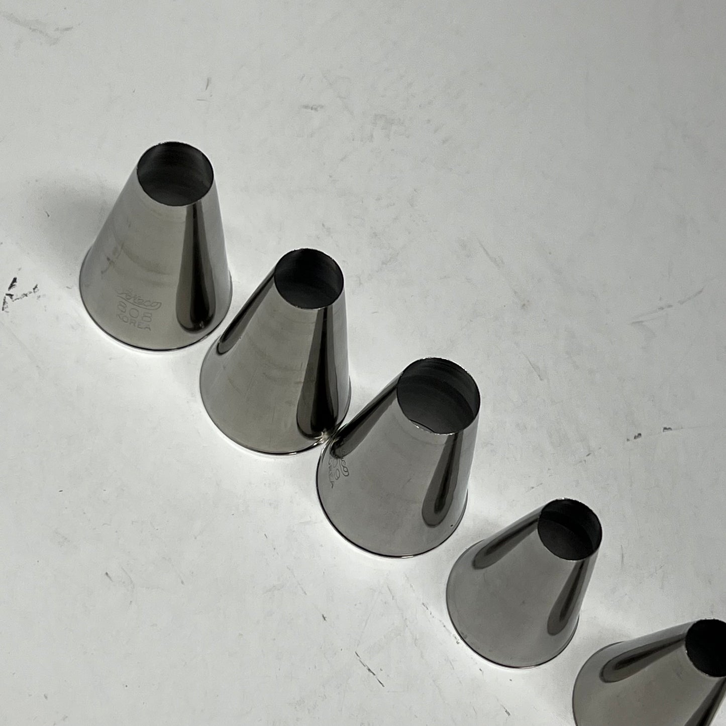 ZA@ ATECO (10 PACK) Plain Pastry Tube Set  Assorted Sizes Stainless Steel 810