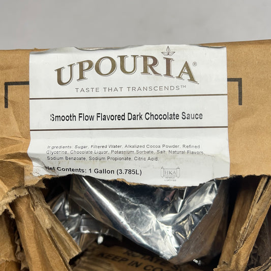 ZA@ UPOURIA Smooth Flavored Dark Chocolate Sauce In A Dispensing Bag 1 Gal BB 10/26