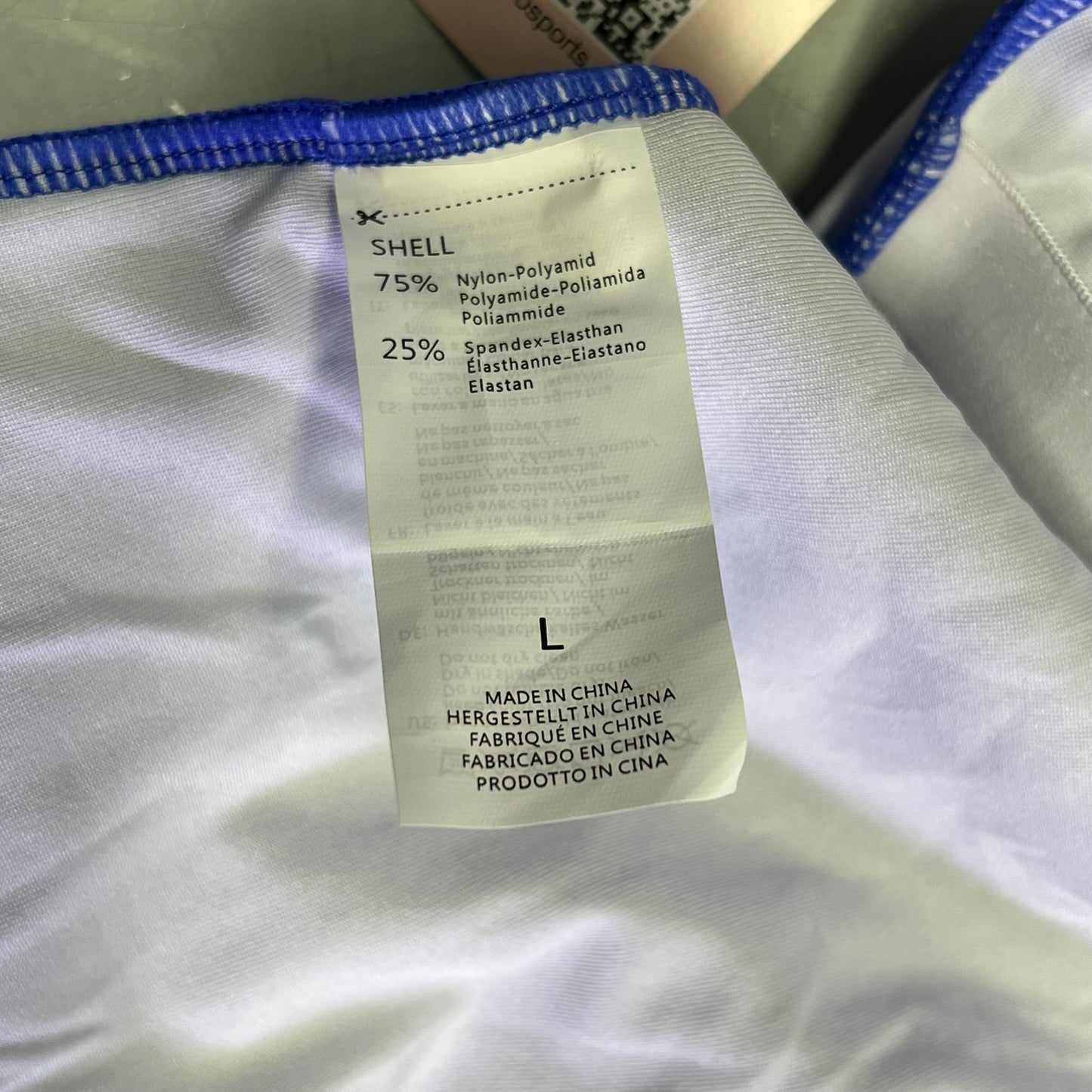 CHARMO Square Neck Half Zip One Piece Swimsuit Women's Sz L Bright Blue/White