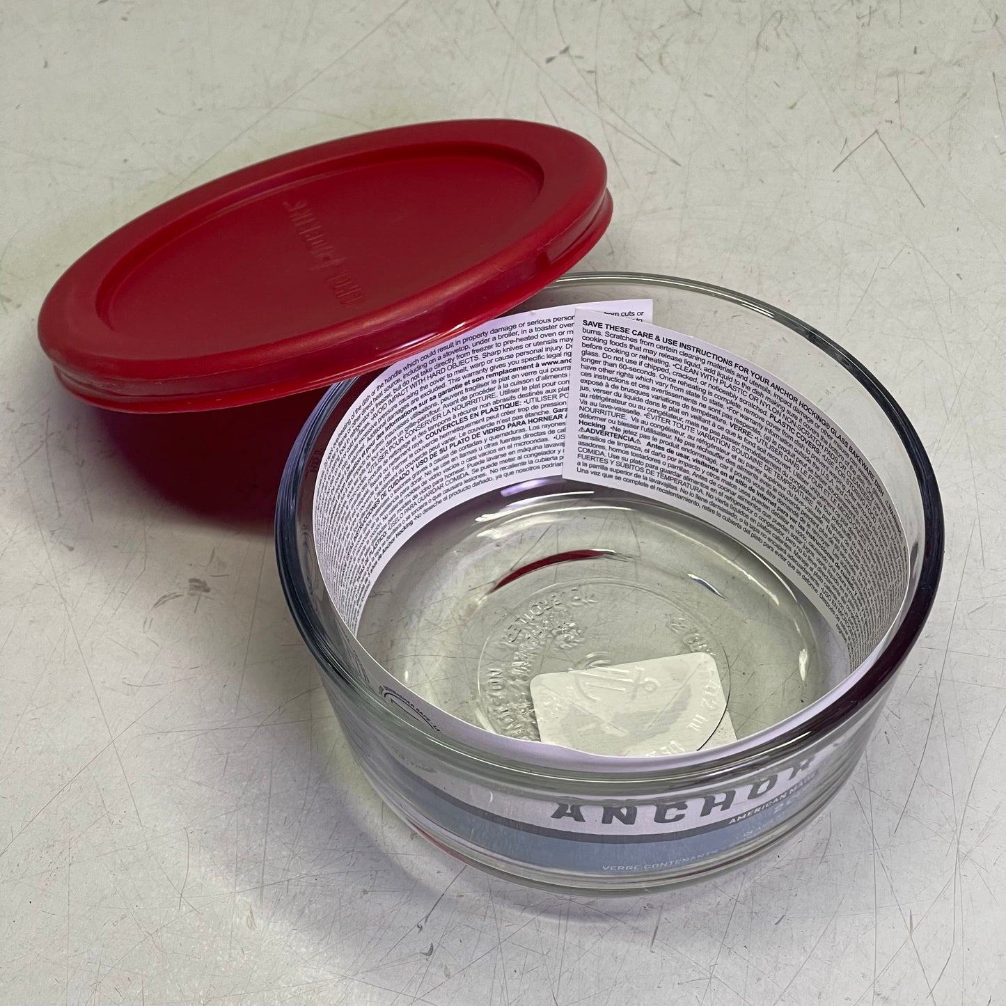 ANCHOR HOCKING (6 PACK) 2-Cup Glass Food Storage Container Clear + Red Lid 91547