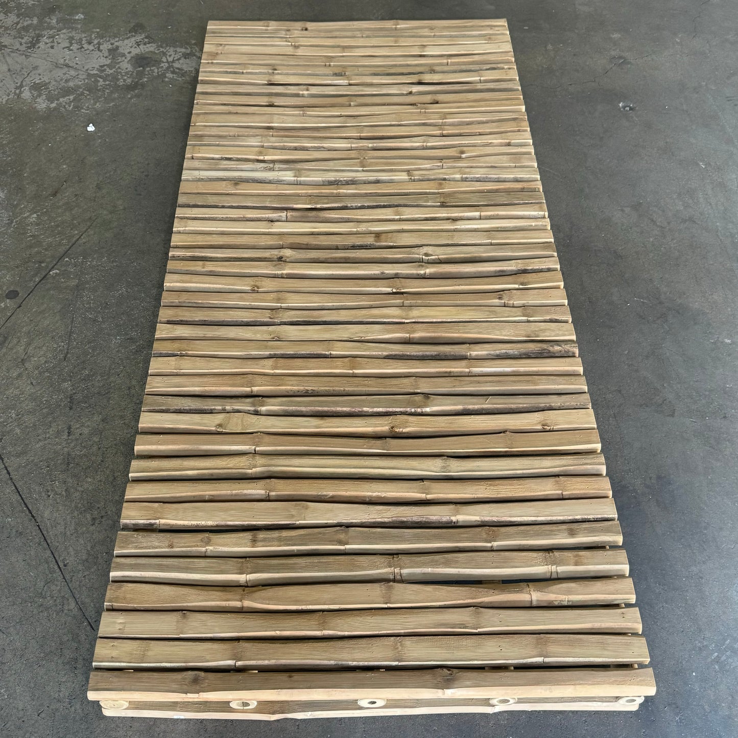 CREATIVE CO-OP Handmade Bamboo Slatted Table w/ Overhead Rod