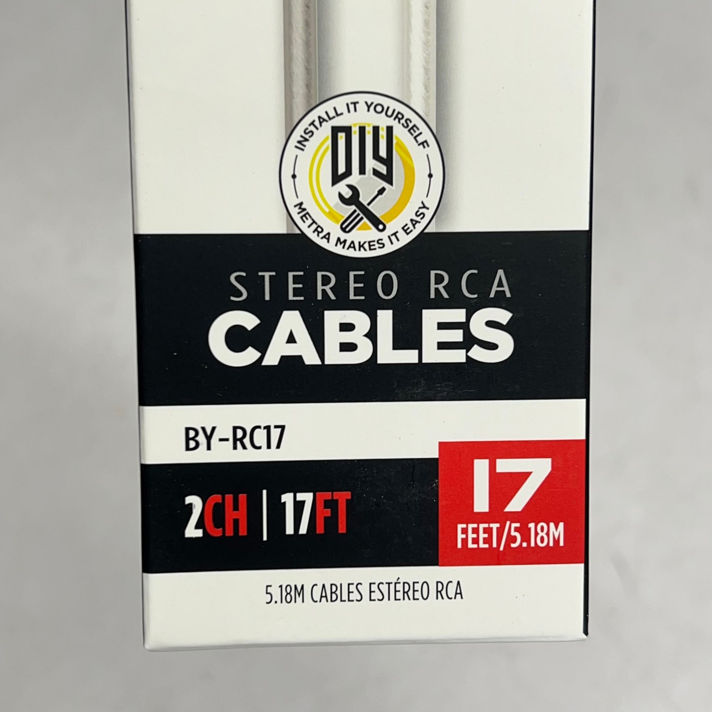 METRA Interconnect Rca Cable Stereo Audio Equipment 17' 2 CH Red/Black BY-RC17