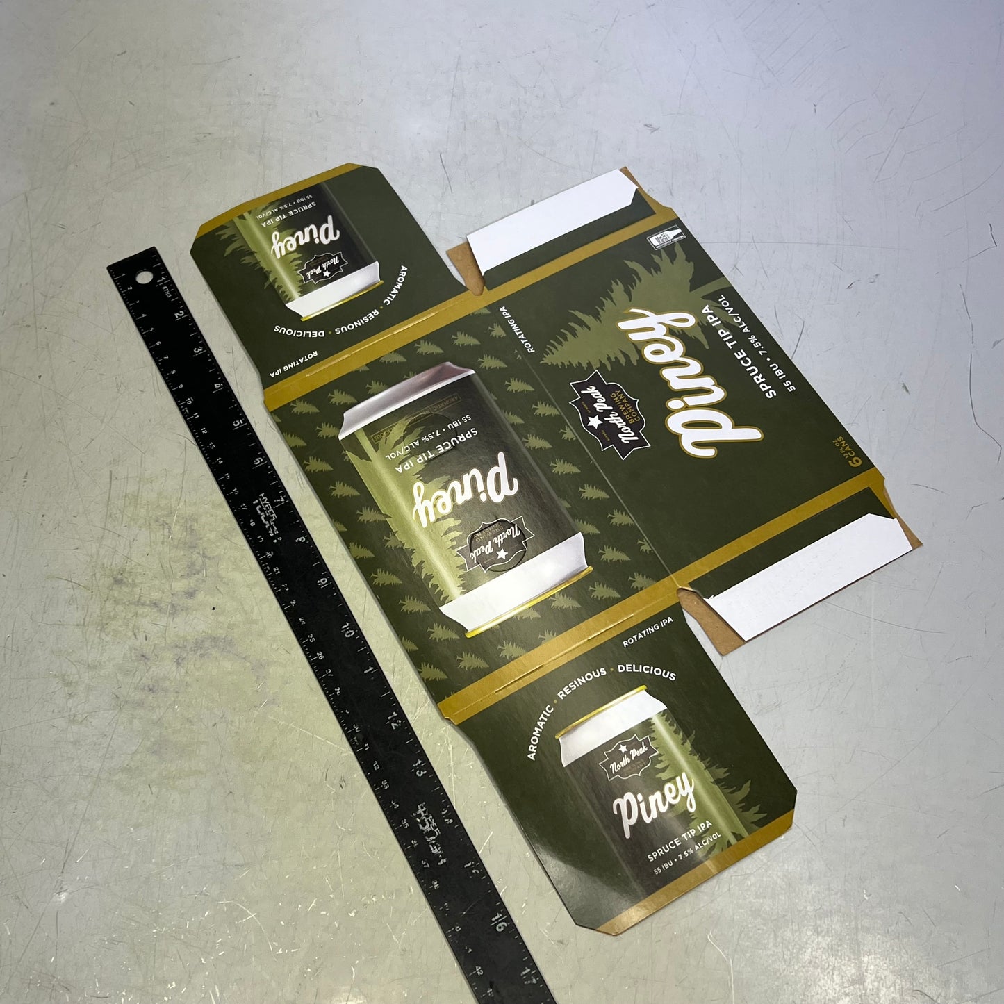 ZA@ NORTH PEAK (125 PACK) Piney Spruce Tip IPA Foldable Beer Carry Box 8"x5"x4" Gr|een