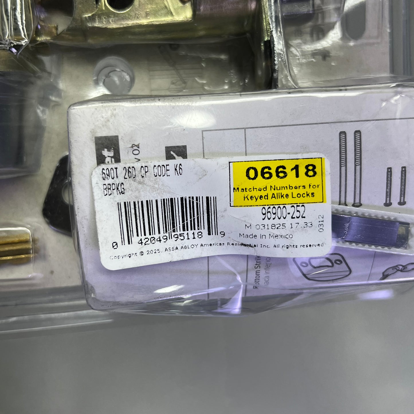 KWIKSET Combo Tylo Security Set Deadbolt Keyed One Side Satin Chrome 96900-252