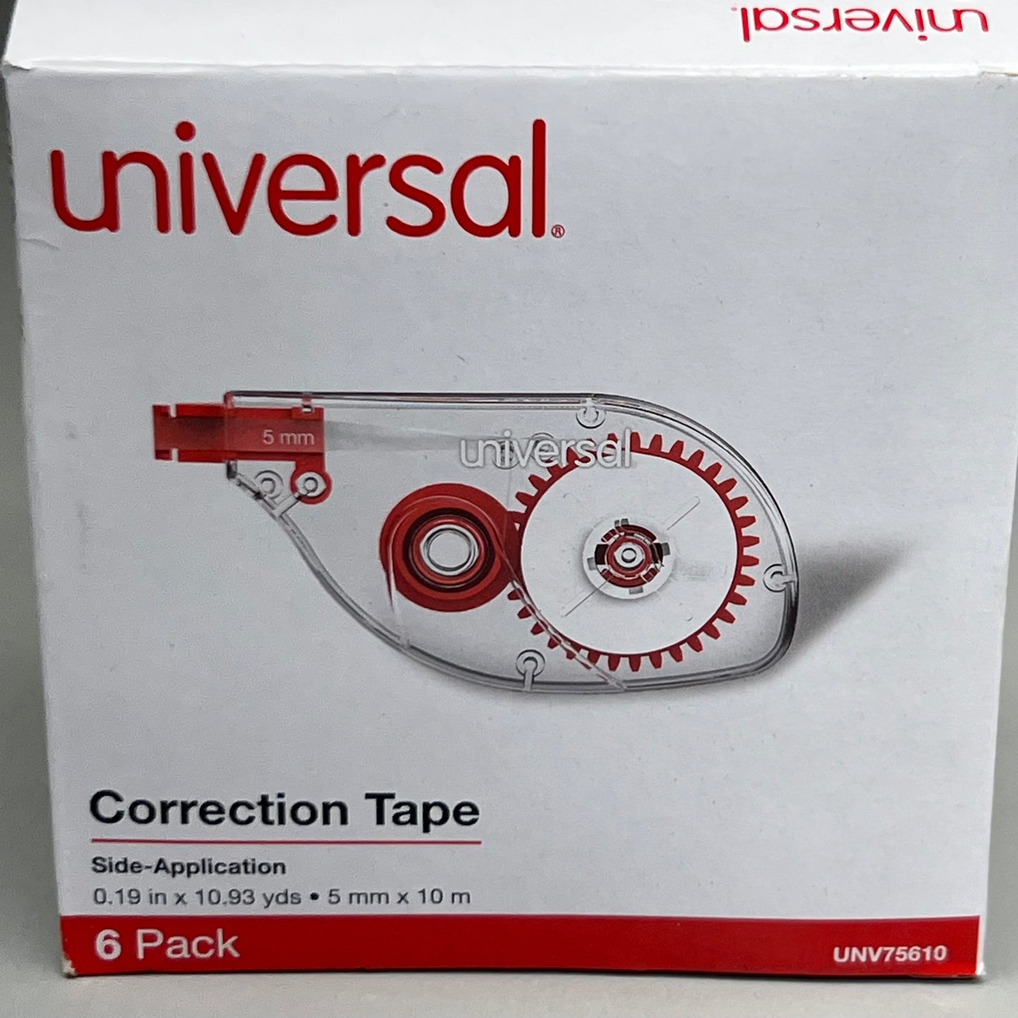 ZA@ UNIVERSAL Correction Tape (6-PK) Side Application UNV75610 5mm x 10.93yd H