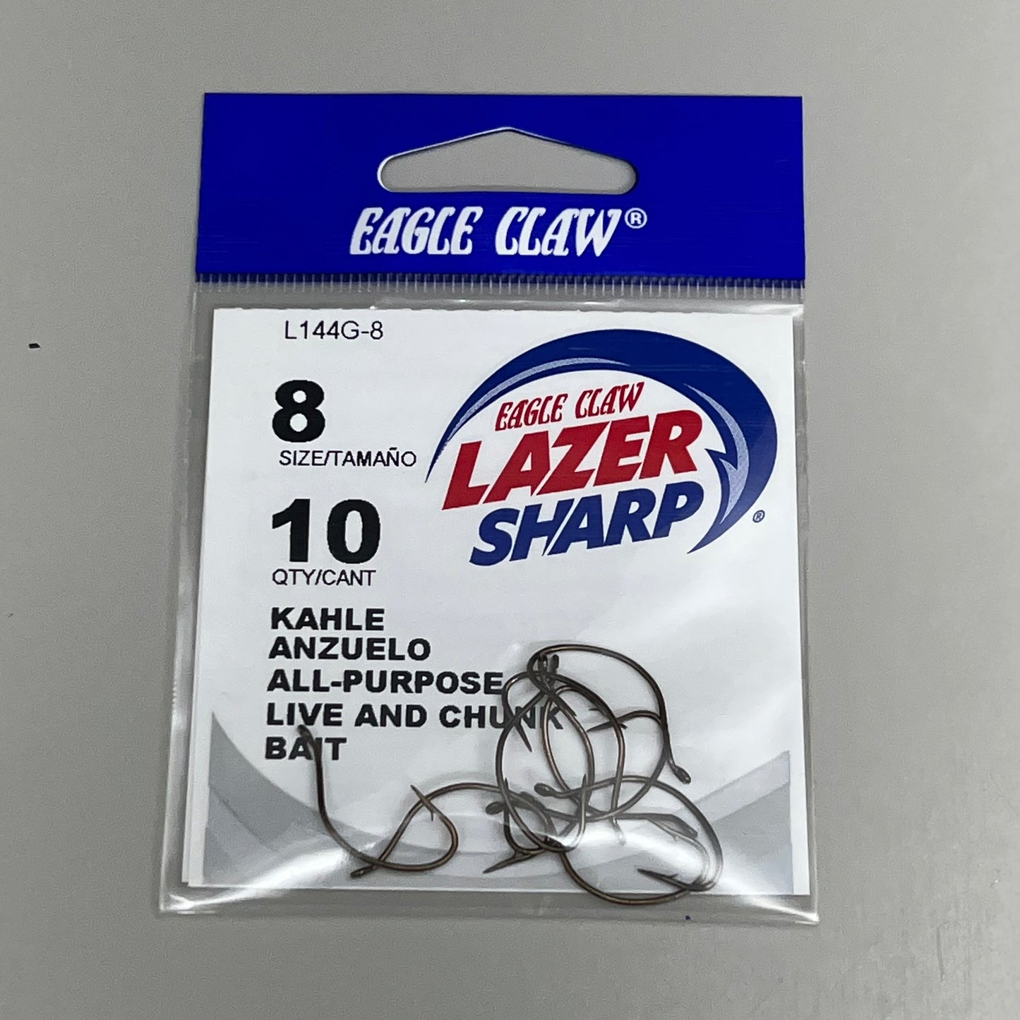 EAGLE CLAW (5 PACK) All Purpose Khale Live/Chunk Bait Bronze #8 10pc L144G-8