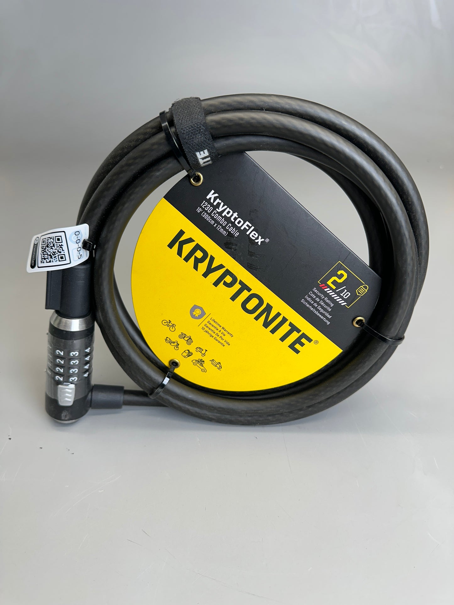 KRYPTONITE KryptoFlex Bike Lock Braided Steel Cable 10FT Long 12mm Thick