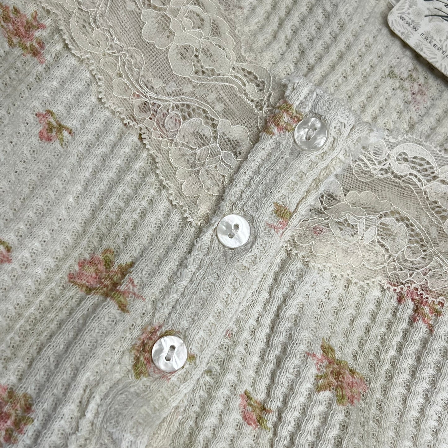 FREE PEOPLE Let's Party Cardi-print Top Women's Sz M Tea Combo 103368676