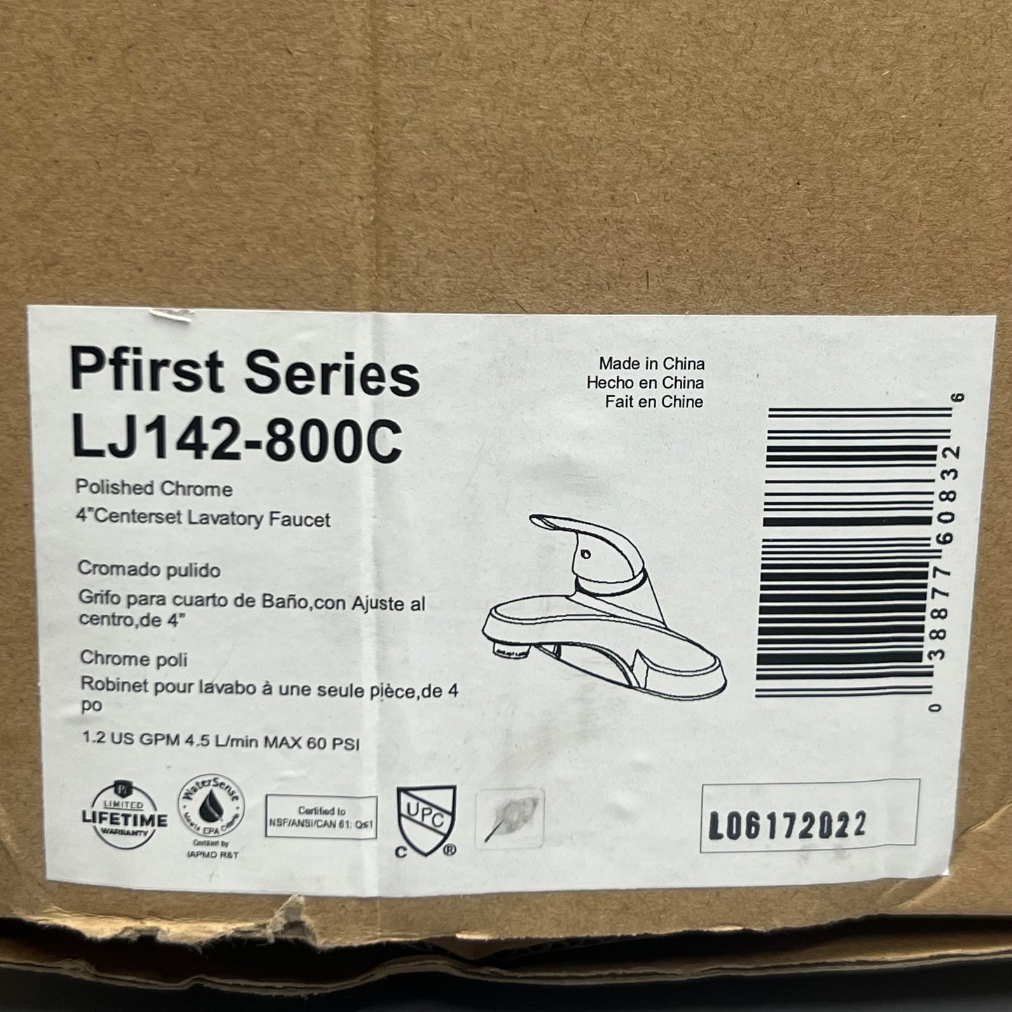 PFISTER Pfirst Series Bathroom Faucet LJ142-800C 4” Centerset Lavatory Faucet