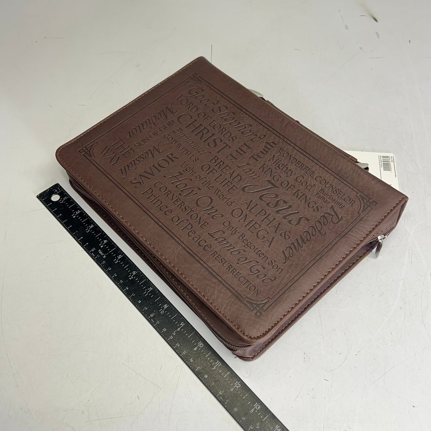 CHRISTIAN ART GIFTS Isaiah 9:6 Faux Leather Classic Bible Cover 8"x11" Walnut