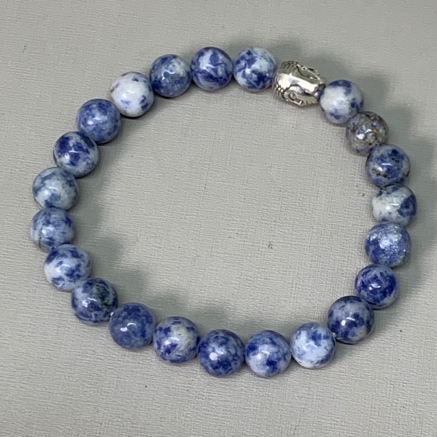 BEST WHOLESALE 12-PACK! Blue Marbled Beaded Crystal Bracelets 3" Silver Head New