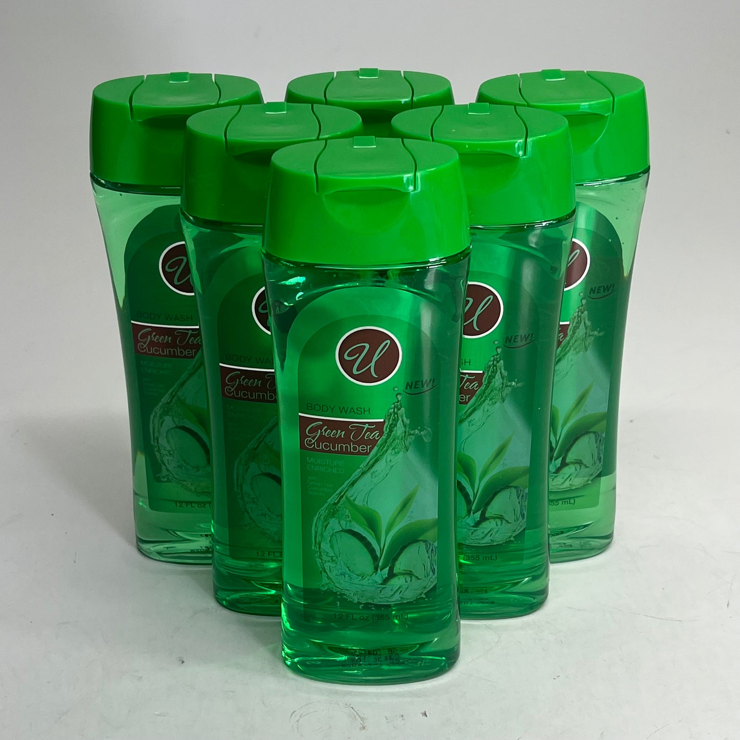 ZA@ U (6 PACK) Green Tea Cucumber Scent Body Wash 12 Fl Oz 55024
