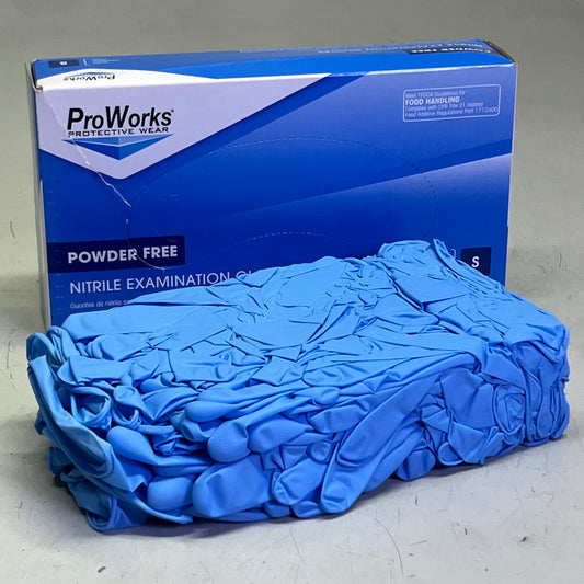 PROWORKS (100 Pack) Powder Free Nitrile Examination Gloves S Blue GL-N135FS
