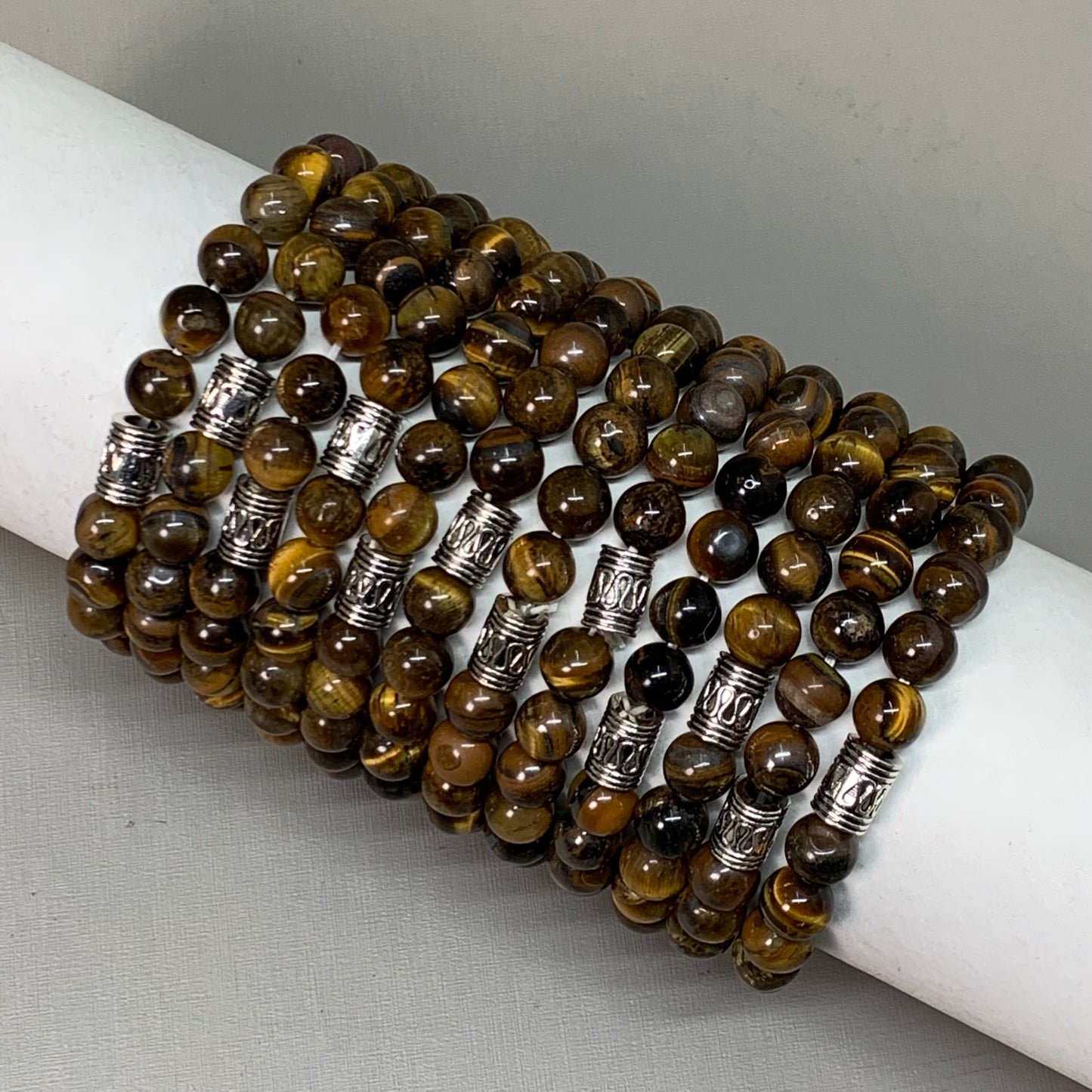 BEST WHOLESALE (12 PACK) Beaded Dark Brown Crystal Bracelets 3" Silver Cuff New