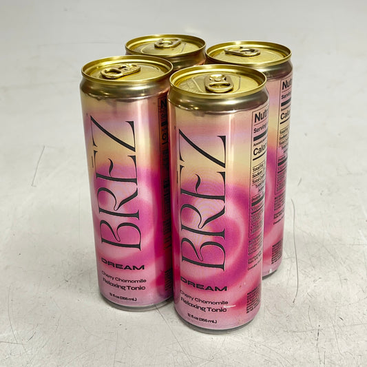 ZA@ BREZ (4 PACK) Dreams Cherry Chamomile Relaxing Tonic Non-alcoholic 12 Fl Oz  B|B 12/26 (As-Is)