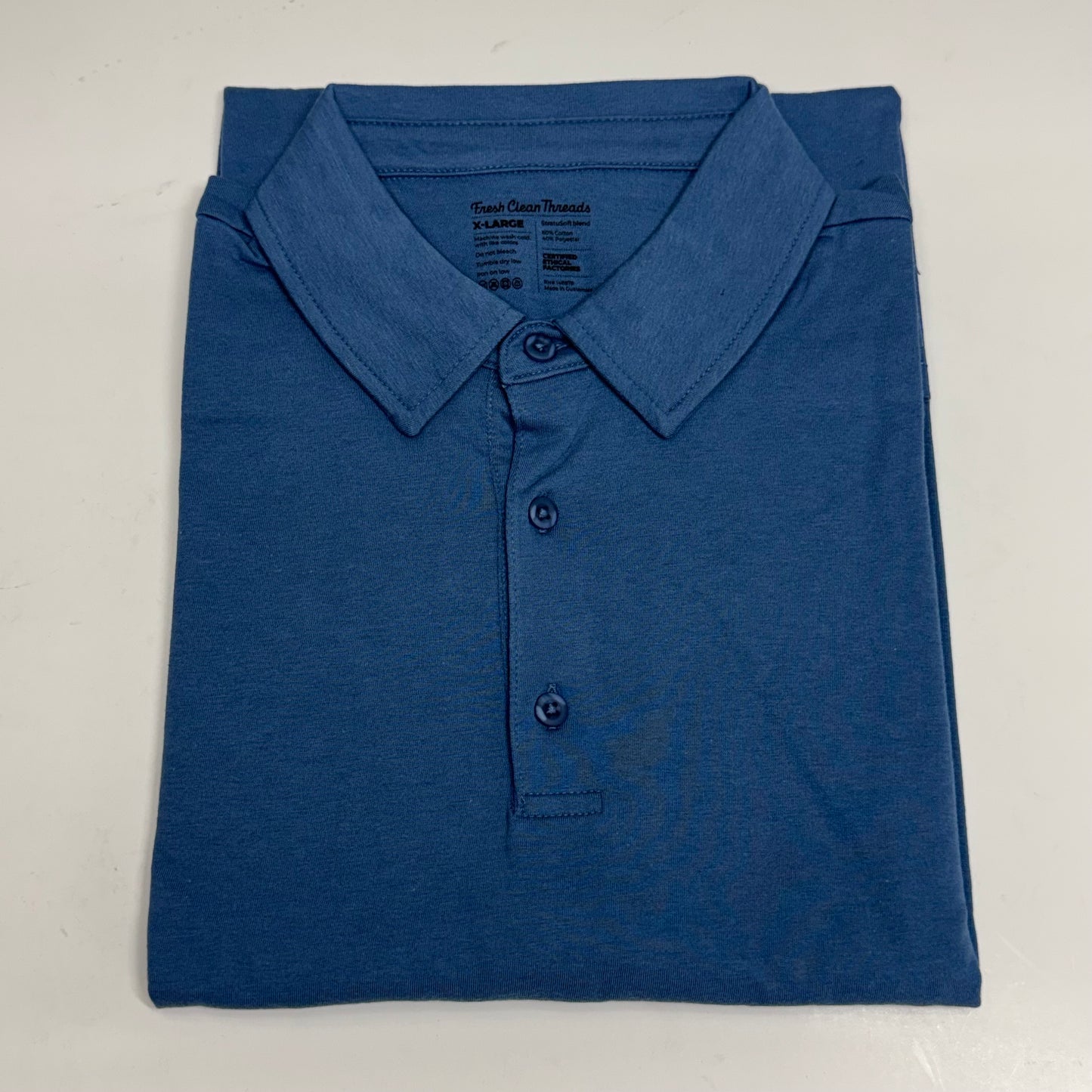 FRESH CLEAN THREADS Monsoon Blue Polo Shirt Sz XL Short Sleeve Athletic Fit - Blue TOR-MON-XL