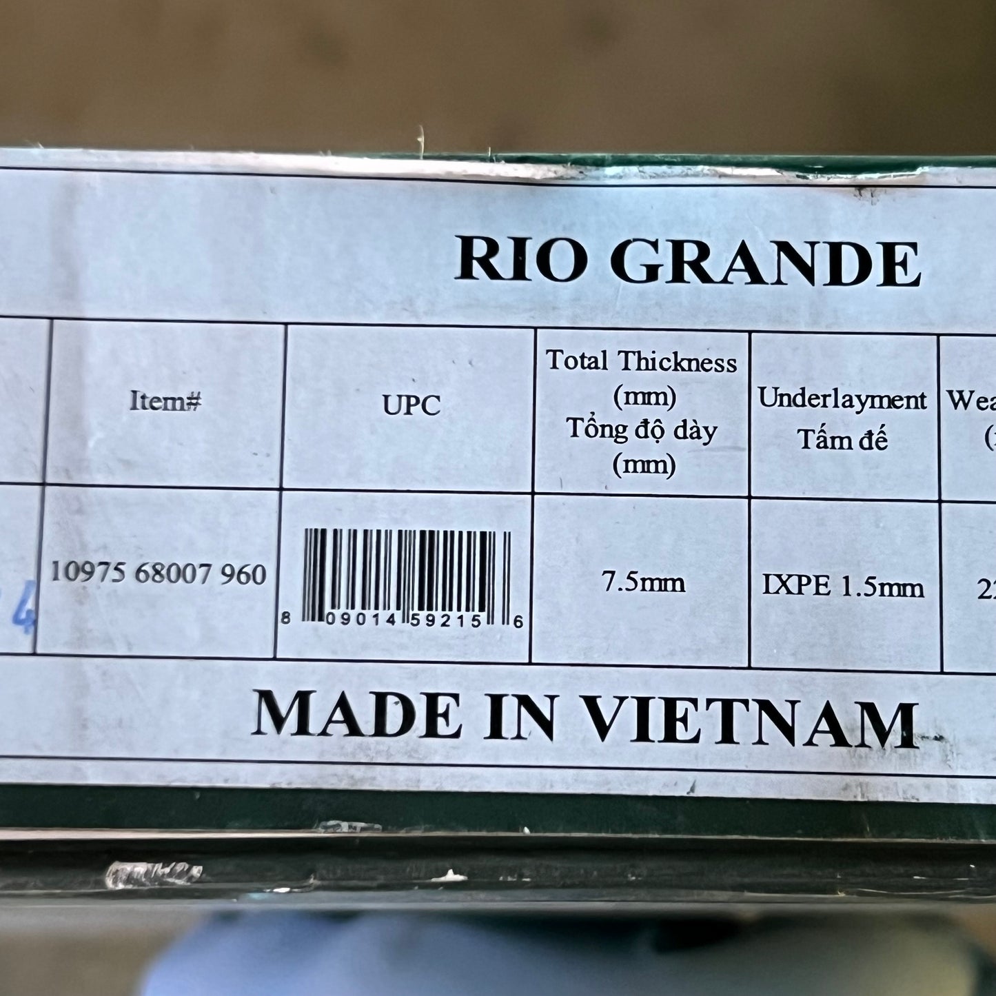 RIO GRANDE (6 Pieces) Luxury Vinyl Plank 9" x 60" Light Brown 1097568007960