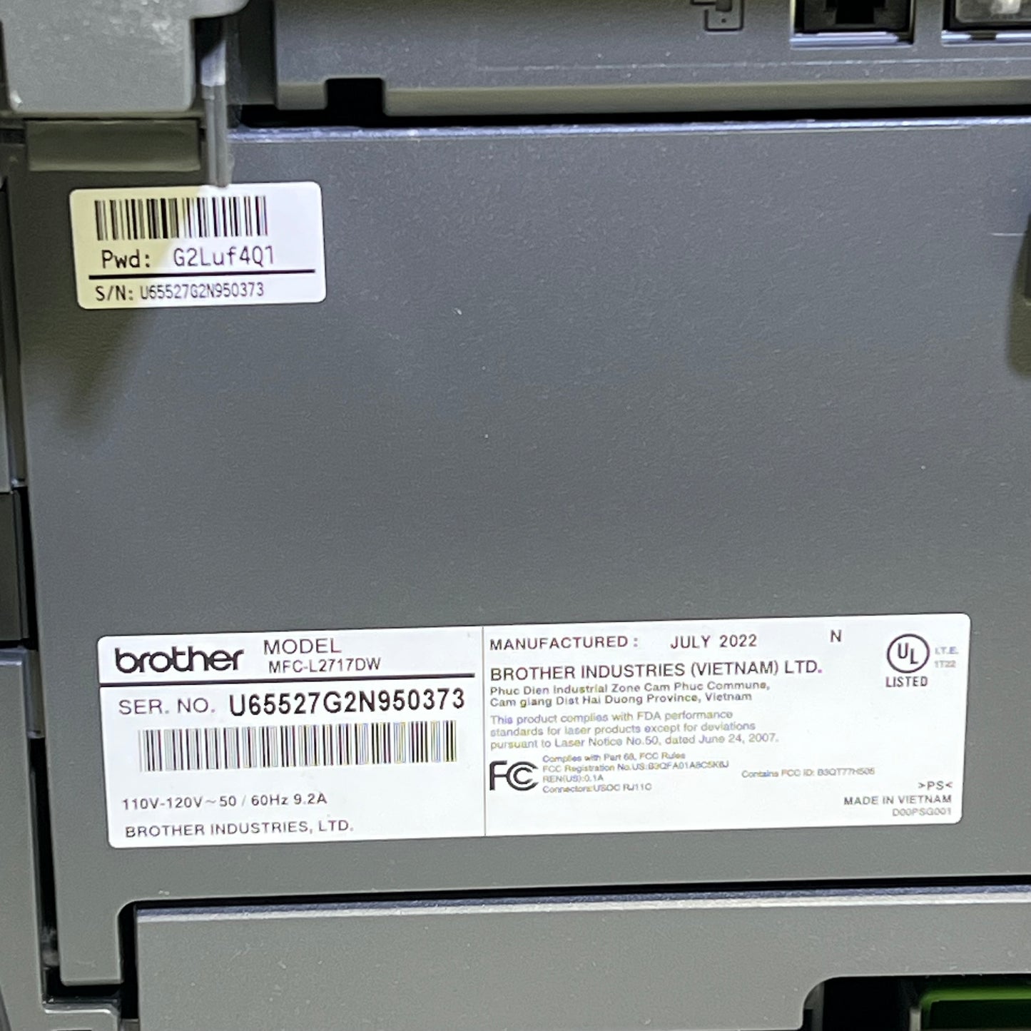 ZA@ BROHTER Wireless Black & White All-In-One Laser Printer (DISCONTINUED) Black MFC-L2717DW (AS-IS)