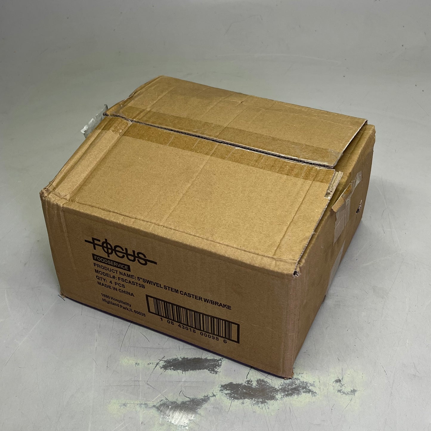 FOCUS (SET OF 4) Swivel Stem Caster W/ Brake Wheels 5" 250lb Load Cap FSCAST5B