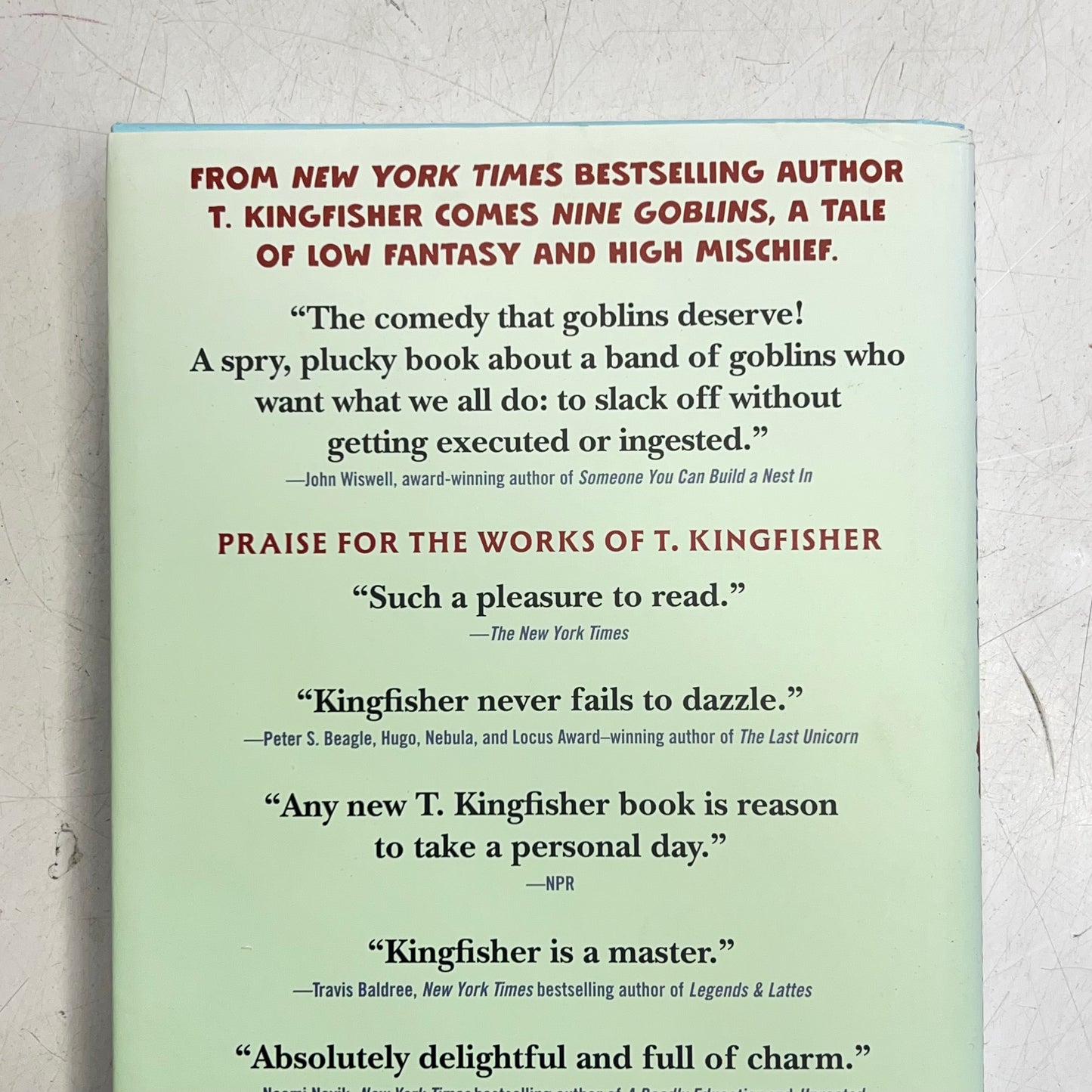 NINE GOBLINS  By T. Kingfisher Hardback Book a Low Fantasy & High Mischief Tale