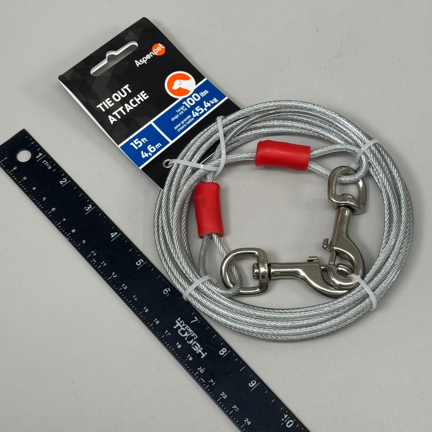 ZA@ ASPEN PET Heavy Duty Tie-Out Galvanized Steel Cable 15' (2 PACK) Large Breeds D