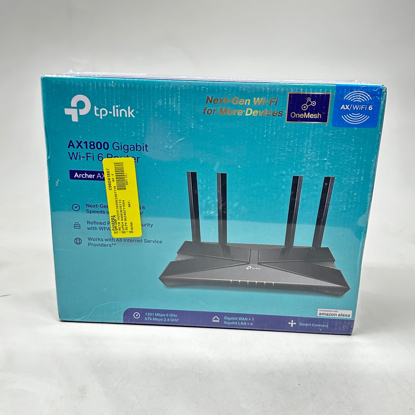 TP-LINK Wifi 6 Router AX1800 1.5"Hx10.2"Wx5.3"D Black