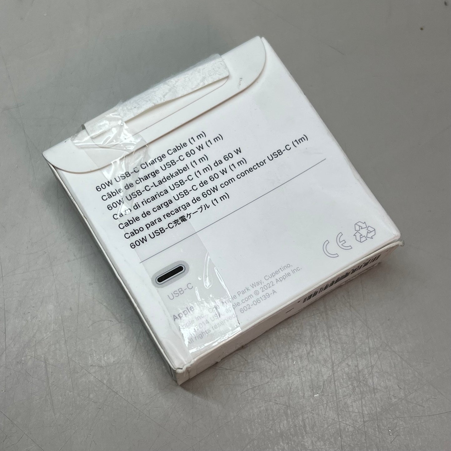 APPLE USB-C Woven Charging Cable 60 Watts (1M) White MQKJ3AM/A (Return)