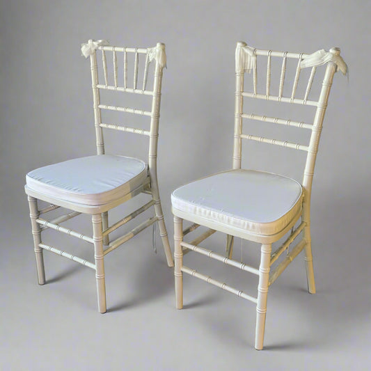 HERCULES PREMIUM (2 PACK) Chiavari Silver Resin Stackable Chair 15"W x 16"L x 36"H White